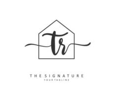 TR Initial letter handwriting and  signature logo. A concept handwriting initial logo with template element. vector