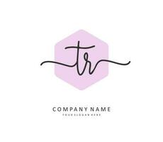 TR Initial letter handwriting and  signature logo. A concept handwriting initial logo with template element. vector