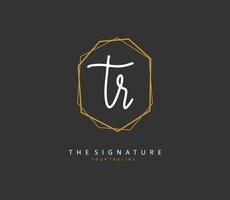 TR Initial letter handwriting and  signature logo. A concept handwriting initial logo with template element. vector