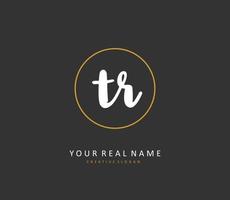 TR Initial letter handwriting and  signature logo. A concept handwriting initial logo with template element. vector