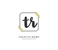 TR Initial letter handwriting and  signature logo. A concept handwriting initial logo with template element. vector