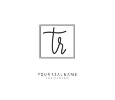 TR Initial letter handwriting and  signature logo. A concept handwriting initial logo with template element. vector