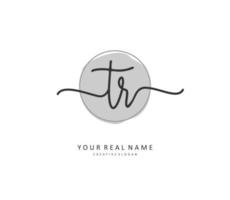 TR Initial letter handwriting and  signature logo. A concept handwriting initial logo with template element. vector