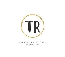 TR Initial letter handwriting and  signature logo. A concept handwriting initial logo with template element. vector