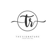 TR Initial letter handwriting and  signature logo. A concept handwriting initial logo with template element. vector