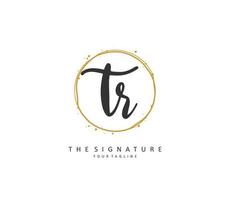 TR Initial letter handwriting and  signature logo. A concept handwriting initial logo with template element. vector