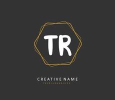 TR Initial letter handwriting and  signature logo. A concept handwriting initial logo with template element. vector