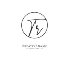 TR Initial letter handwriting and  signature logo. A concept handwriting initial logo with template element. vector