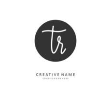 TR Initial letter handwriting and  signature logo. A concept handwriting initial logo with template element. vector