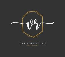 VR Initial letter handwriting and  signature logo. A concept handwriting initial logo with template element. vector