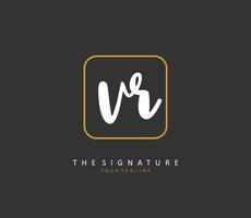 VR Initial letter handwriting and  signature logo. A concept handwriting initial logo with template element. vector