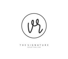 VR Initial letter handwriting and  signature logo. A concept handwriting initial logo with template element. vector