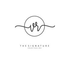 VR Initial letter handwriting and  signature logo. A concept handwriting initial logo with template element. vector