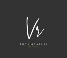 VR Initial letter handwriting and  signature logo. A concept handwriting initial logo with template element. vector