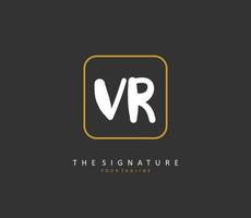 VR Initial letter handwriting and  signature logo. A concept handwriting initial logo with template element. vector