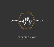 VR Initial letter handwriting and  signature logo. A concept handwriting initial logo with template element. vector