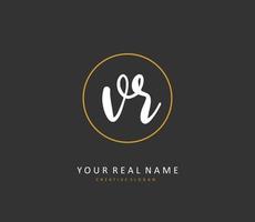 VR Initial letter handwriting and  signature logo. A concept handwriting initial logo with template element. vector