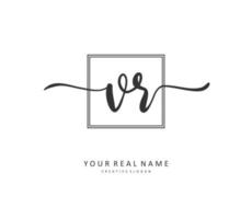 VR Initial letter handwriting and  signature logo. A concept handwriting initial logo with template element. vector