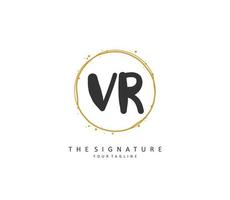 VR Initial letter handwriting and  signature logo. A concept handwriting initial logo with template element. vector