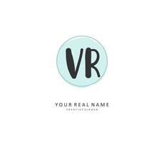 VR Initial letter handwriting and  signature logo. A concept handwriting initial logo with template element. vector