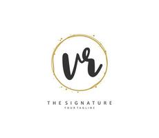 VR Initial letter handwriting and  signature logo. A concept handwriting initial logo with template element. vector