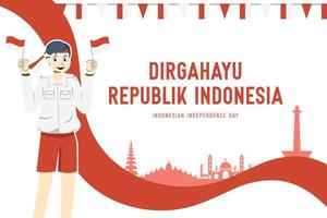 Indonesian independence day template post vector