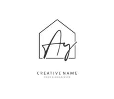 AY Initial letter handwriting and  signature logo. A concept handwriting initial logo with template element. vector