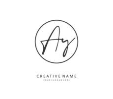 AY Initial letter handwriting and  signature logo. A concept handwriting initial logo with template element. vector