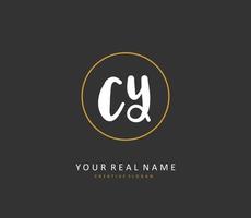 CY Initial letter handwriting and  signature logo. A concept handwriting initial logo with template element. vector