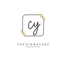 CY Initial letter handwriting and  signature logo. A concept handwriting initial logo with template element. vector