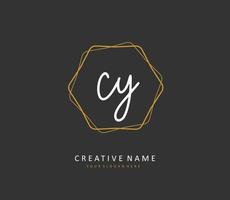 CY Initial letter handwriting and  signature logo. A concept handwriting initial logo with template element. vector