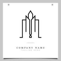 Line Art Logo, Logo icon with illustration of lines forming a building plane. vector