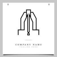 Line Art Logo, Logo icon with illustration of lines forming a building plane. vector