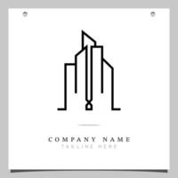 Line Art Logo, Logo icon with illustration of lines forming a building plane. vector