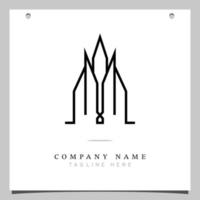 Line Art Logo, Logo icon with illustration of lines forming a building plane. vector
