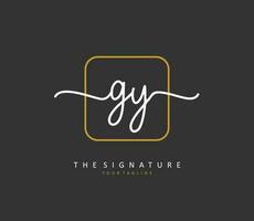 GY Initial letter handwriting and  signature logo. A concept handwriting initial logo with template element. vector