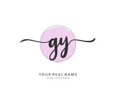 GY Initial letter handwriting and  signature logo. A concept handwriting initial logo with template element. vector