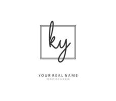 KY Initial letter handwriting and  signature logo. A concept handwriting initial logo with template element. vector