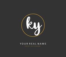 KY Initial letter handwriting and  signature logo. A concept handwriting initial logo with template element. vector