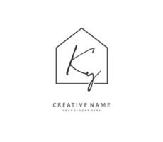 KY Initial letter handwriting and  signature logo. A concept handwriting initial logo with template element. vector