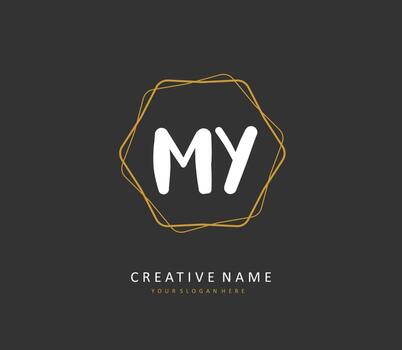 MY Initial letter handwriting and  signature logo. A concept handwriting initial logo with template element. vector