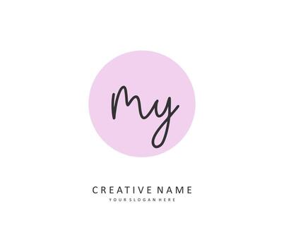 MY Initial letter handwriting and  signature logo. A concept handwriting initial logo with template element. vector
