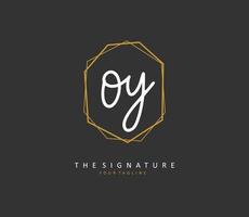 OY Initial letter handwriting and  signature logo. A concept handwriting initial logo with template element. vector