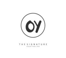 OY Initial letter handwriting and  signature logo. A concept handwriting initial logo with template element. vector