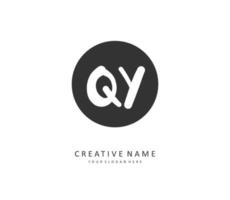 QY Initial letter handwriting and  signature logo. A concept handwriting initial logo with template element. vector