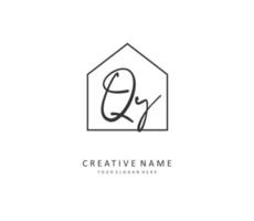 QY Initial letter handwriting and  signature logo. A concept handwriting initial logo with template element. vector