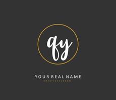 QY Initial letter handwriting and  signature logo. A concept handwriting initial logo with template element. vector