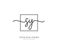 SY Initial letter handwriting and  signature logo. A concept handwriting initial logo with template element. vector