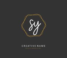 SY Initial letter handwriting and  signature logo. A concept handwriting initial logo with template element. vector