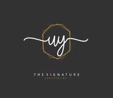 UY Initial letter handwriting and  signature logo. A concept handwriting initial logo with template element. vector